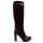 CIZME BROWN VELVET CU TOC GROS