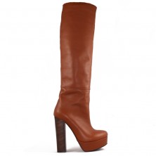 CIZME PIELE COGNAC CU TOC INALT