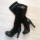 CIZME NEGRE VELVET PIELE CU TOC 
