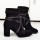 GHETE NEGRE PIELE INTOARSA LACE UP