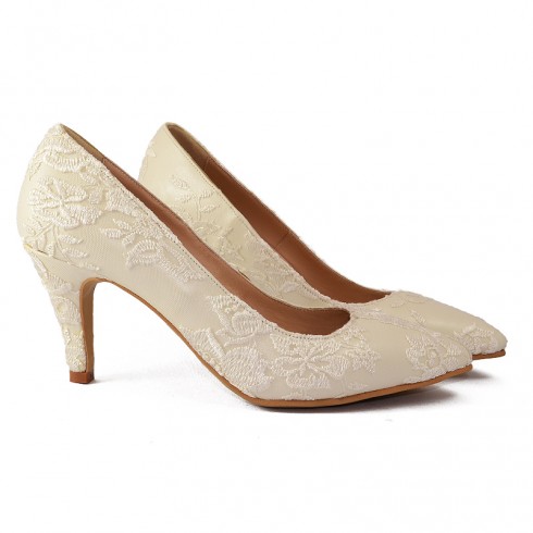 PANTOFI STILETTO DIN DANTELA - poza 2