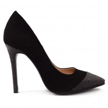 PANTOFI STILETTO PIELE NEAGRA GLITTER