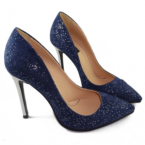 PANTOFI STILETTO PIELE BLEUMARIN GLAMOUR SILVER - poza 2