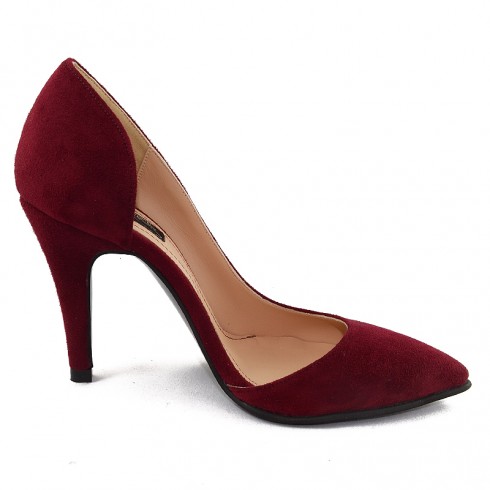 PANTOFI STILETTO DECUPATI PIELE GRENA