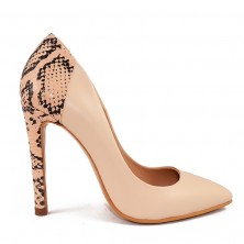 PANTOFI STILETTO PIELE NUDE  GENUINE PYTON