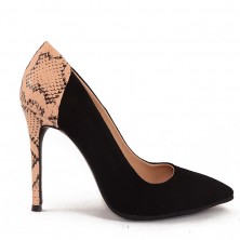 PANTOFI STILETTO BLACK GENUINE PYTON