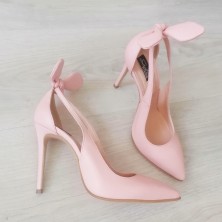 PANTOFI STILETTO PIELE ROZ PUDRA MAURA