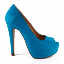 PANTOFI PIELE INTOARSA TURCOAZ HIGH