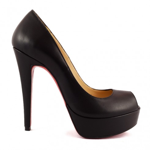PANTOFI NEGRI  CU TALPA ROSIE TOC 14 CM