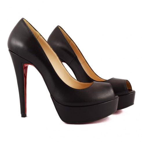PANTOFI NEGRI  CU TALPA ROSIE TOC 14 CM - poza 2