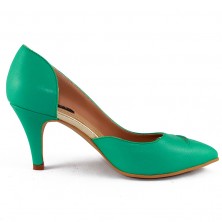 PANTOFI STILETTO DECUPATI VERDE-MARIN