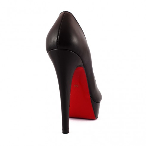 PANTOFI NEGRI  CU TALPA ROSIE TOC 14 CM - poza 3
