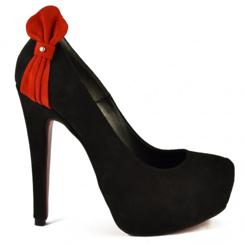 PANTOFI NEGRI PIELE CU PLATFORMA FUNDA ROSIE