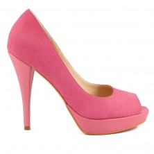PANTOFI DECUPATI PIELE INTOARSA ROZ