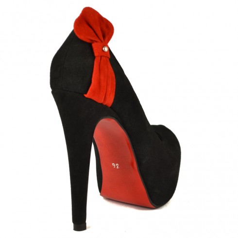PANTOFI NEGRI PIELE CU PLATFORMA FUNDA ROSIE - poza 4