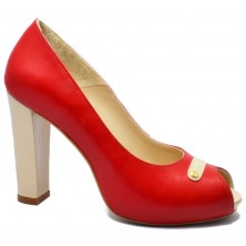 PANTOFI ROSII CU BUTON METALIC