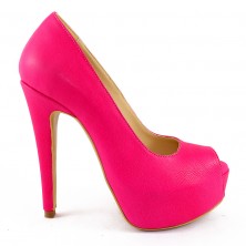 PANTOFI PIELE FUCSIA CU TOC INALT