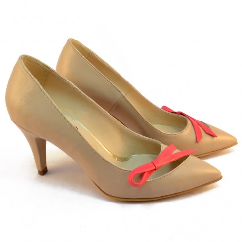 PANTOFI STILETTO CREM CU FUNDITA - poza 4