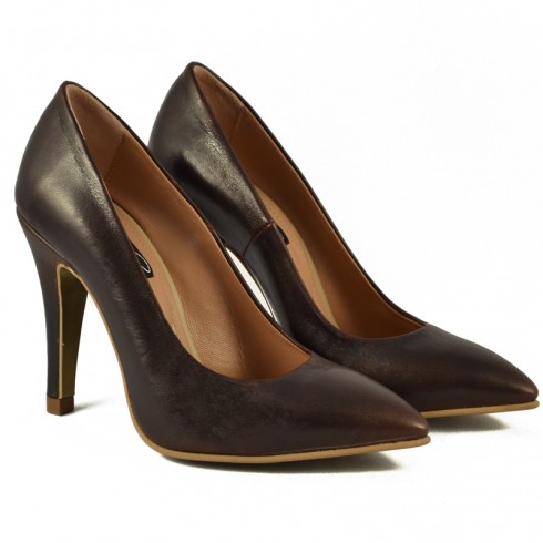 PANTOFI STILETTO PIELE MARO DARK - poza 3