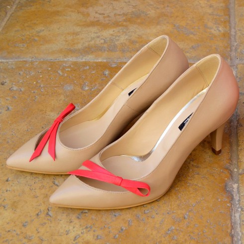 PANTOFI STILETTO CREM CU FUNDITA - poza 2