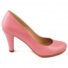 PANTOFI  PIELE ROZ CU TOC MIC