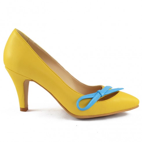 PANTOFI STILETTO GALBENI CU FUNDITA
