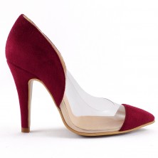 PANTOFI  STILETTO PIELE GRENA VELVET C-THRU