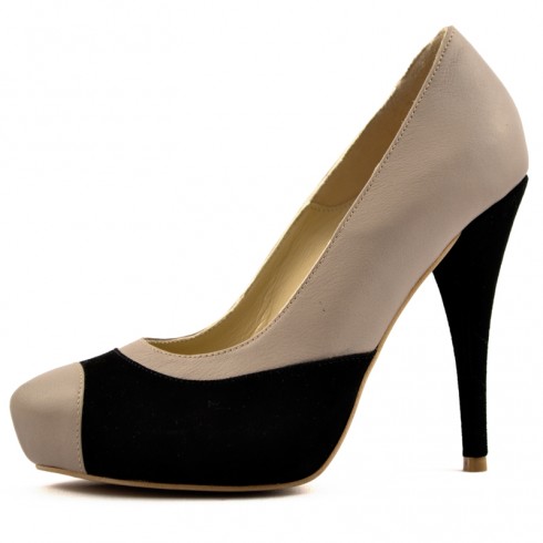 PANTOFI PIELE GRI CU PLATFORMA ASCUNSA - poza 4