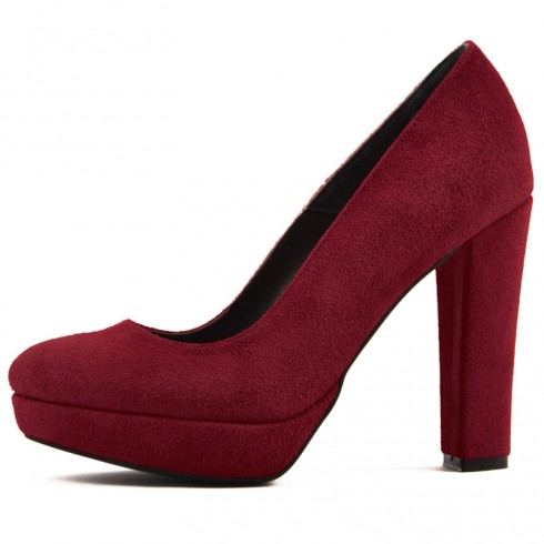 PANTOFI PIELE GRENA TOC GROS - poza 2