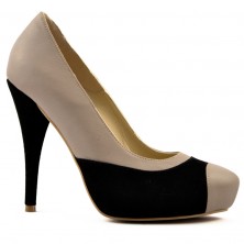 PANTOFI PIELE GRI CU PLATFORMA ASCUNSA