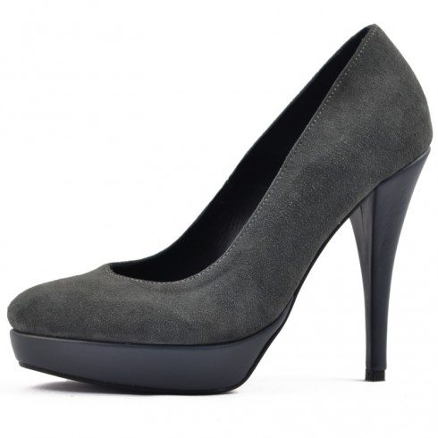 PANTOFI GRI DIN PIELE INTOARSA - poza 4