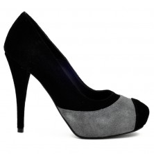 PANTOFI PIELE NEGRI GRI CU PLATFORMA