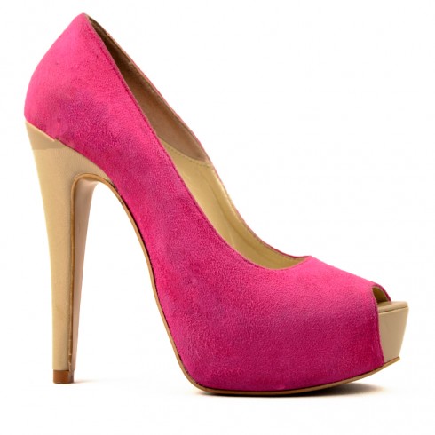 PANTOFI  PIELE ROZ CU PLATFORMA MARE
