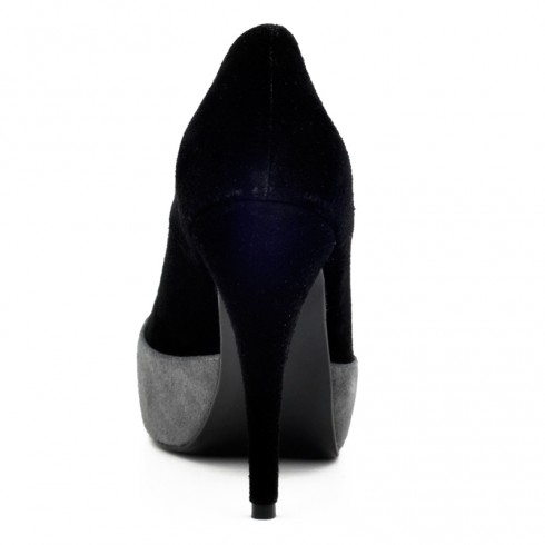 PANTOFI PIELE NEGRI GRI CU PLATFORMA - poza 2