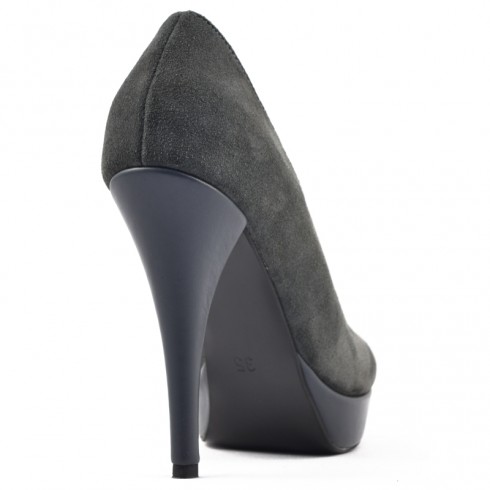 PANTOFI GRI DIN PIELE INTOARSA - poza 2