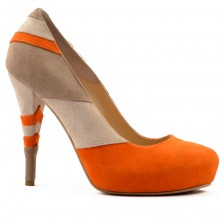 PANTOFI  PIELE CU TOC COLOR FLAME
