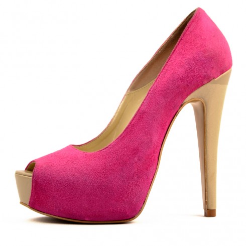 PANTOFI  PIELE ROZ CU PLATFORMA MARE - poza 4