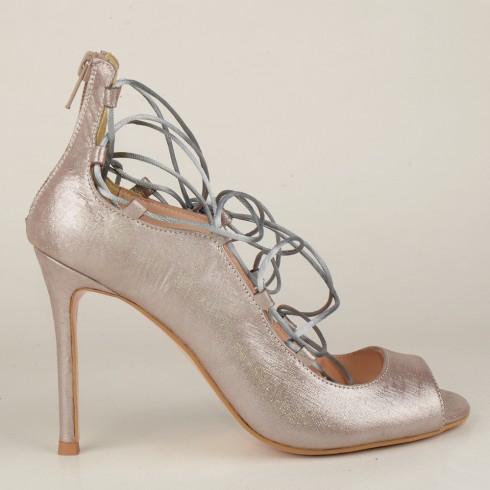 SANDALE ARGINTII PIELE SIDEFATA LACES