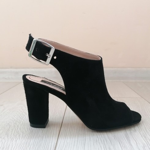 SANDALE NEGRE PIELE MILEY DECUPATE SPATE - poza 2