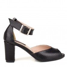 SANDALE NEGRE SNAKE PIELE NATURALA 