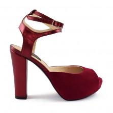 SANDALE BURGUNDY CU PIELE SIDEFATA