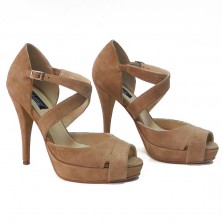 SANDALE PIELE INTOARSA NUDE CU TOC CUI