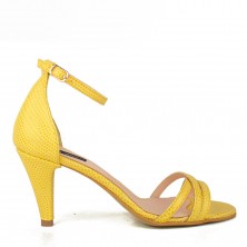 SANDALE GALBENE PIELE SNAKE TOC MIC