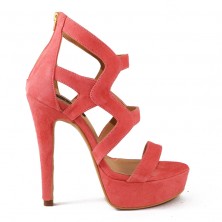 SANDALE PIELE CU TOC INALT PINKIE