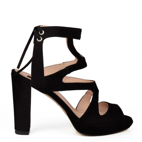 SANDALE NEGRE PIELE INTOARSA DANI