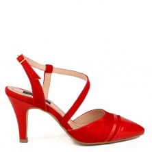 SANDALE MINI STILETTO ROSII PIELE MATTY
