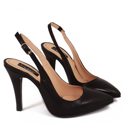 SANDALE NEGRE STILETTO DECUPATE SPATE - poza 2