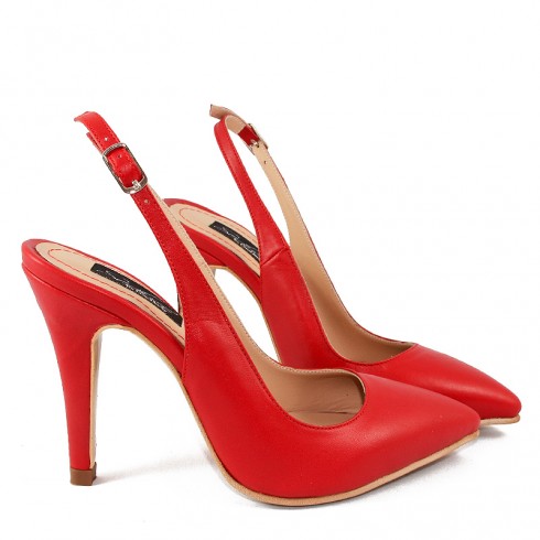 SANDALE STILETTO ROSII DECUPATE SPATE - poza 3