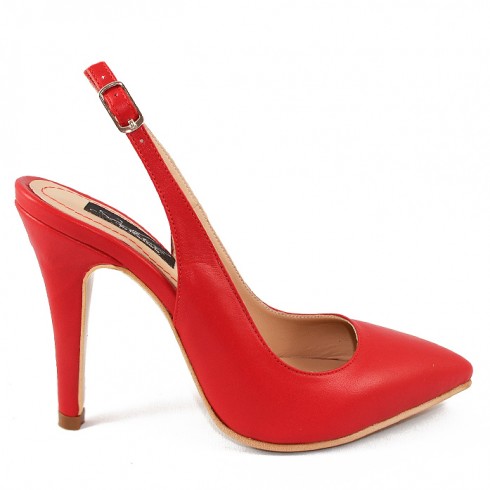 SANDALE STILETTO ROSII DECUPATE SPATE