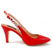 SANDALE MINI STILETTO ROSII PIELE LAC
